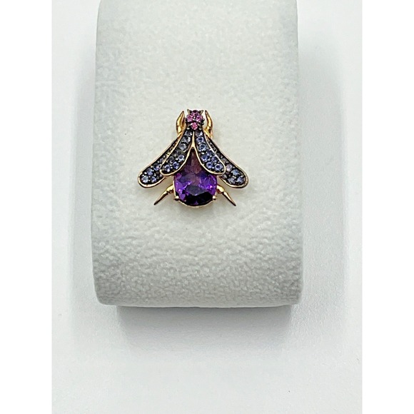 Maiden Alaska Artisan Bee Pendant Amethyst Gold 925 Silver